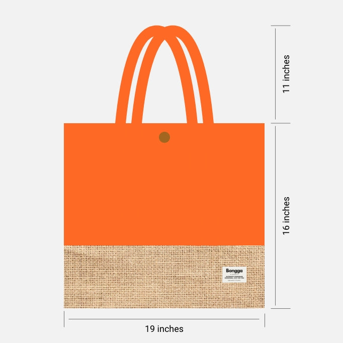 Tangerine color and natural jute two-tone tote bag from Bongga Escape Collection.
