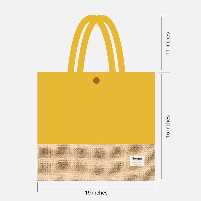 Sunshine color and natural jute two-tone tote bag from Bongga Escape Collection.