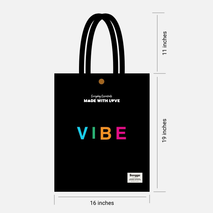 Cool words typography canvas tote bag in black from Bongga Everyday Essentials