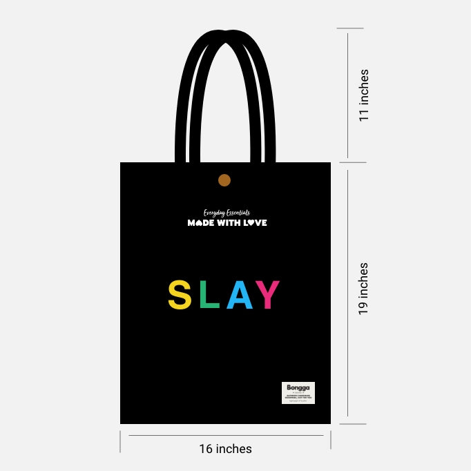 Cool words typography canvas tote bag in black from Bongga Everyday Essentials