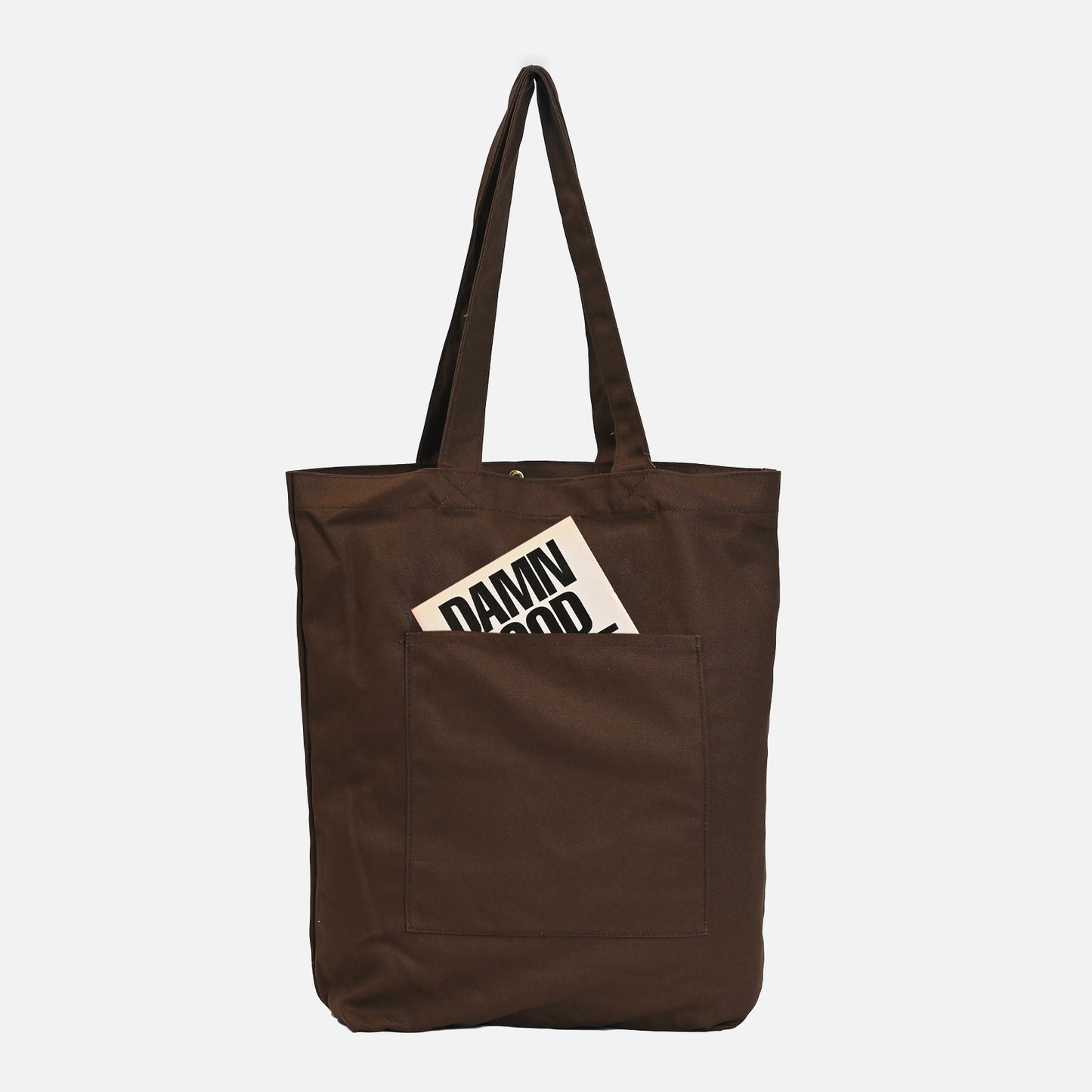 Bold typography canvas tote bag in mocha color from Bongga Everyday Essentials.