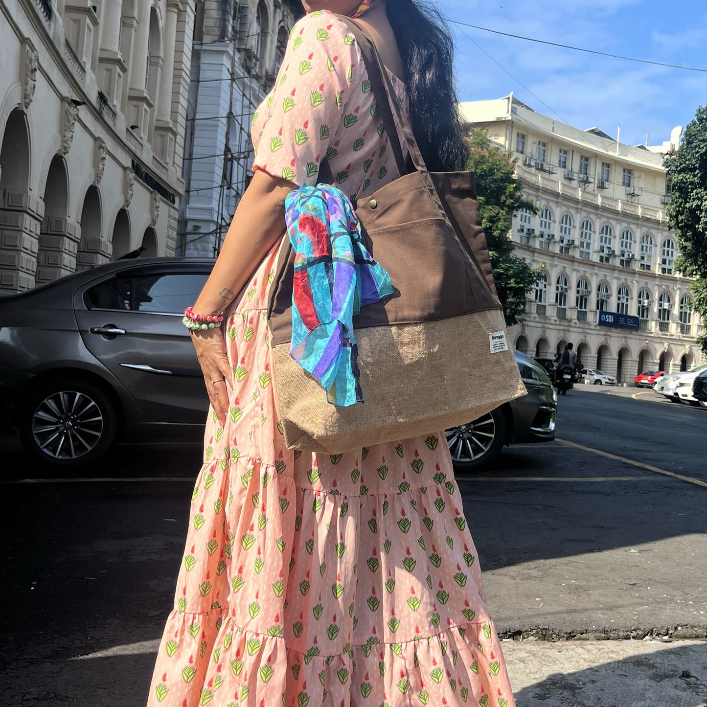 Cinnamon color and natural jute two-tone tote bag from Bongga Escape Collection.