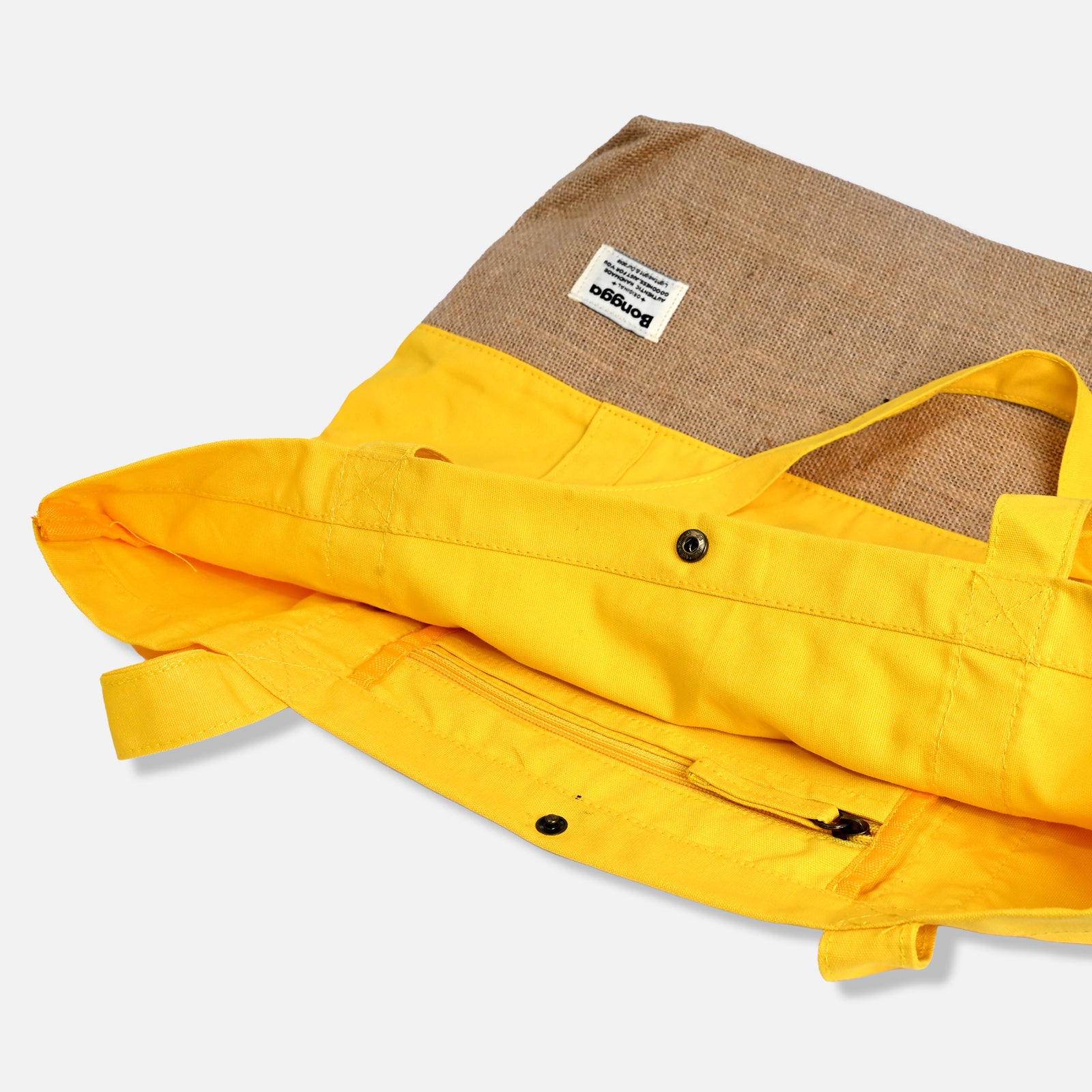 Sunshine color and natural jute two-tone tote bag from Bongga Escape Collection.